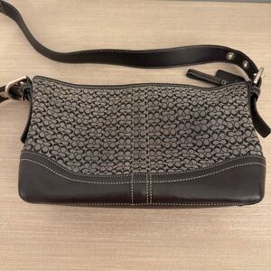 COACH Y2K Black Shoulder Bag Mini Signature Canvas Black Total Pattern